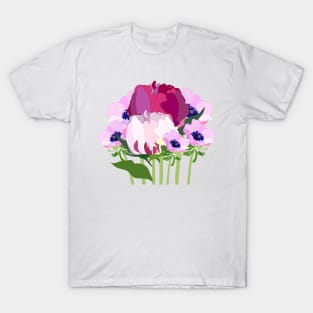 Peonies and anemones pink flowers T-Shirt